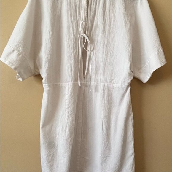 H&M| Gorgeous White Linen-Blend Broderie Anglaise Summer Mini Dress Sz S - Picture 4 of 7